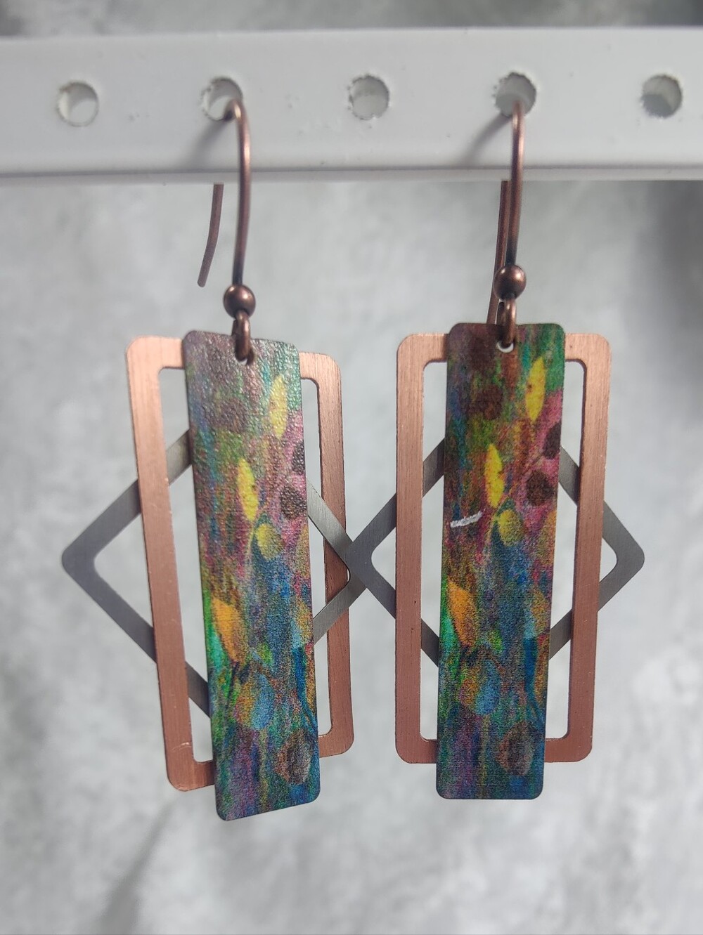 Artisan Copper Southwestern Geometric Dangle Earrings